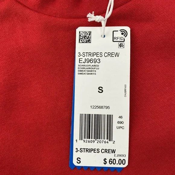 Adidas Originals Men's 3-Stripe Trefoil Fleece Pullover Sweatshirt Red EJ9693 S - Picture 7 of 11